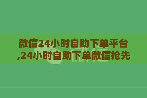 微信24小时自助下单平台,24小时自助下单微信抢先体验